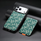 For iPhone 18 Pro / 17 Pro ESEBLE E5 Letter Pattern Detachable Card Holder Magnetic RFID Phone Case(Green)