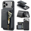 For iPhone 18 Pro / 17 Pro Fierre Shann Oil Wax Vegan Leather Magnetic Card Holder Back Phone Case(Black)