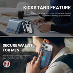 For iPhone 18 Pro / 17 Pro Fierre Shann Oil Wax Vegan Leather Magnetic Card Holder Back Phone Case(Blue)