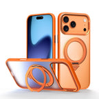 For iPhone 18 Pro / 17 Pro SULADA 360 Degree Rotation Holder Frosted Magnetic Phone Case(Orange)