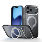 For iPhone 18 Pro / 17 Pro SULADA 360 Degree Rotation Holder Frosted Magnetic Phone Case(Black)