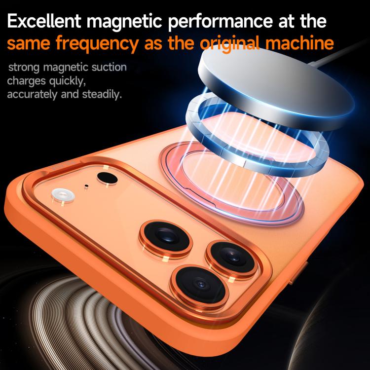 For iPhone 18 Pro / 17 Pro SULADA 360 Degree Rotation Holder Frosted Magnetic Phone Case(Orange)