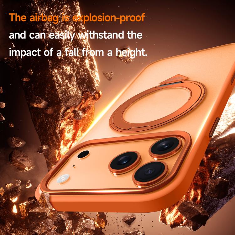 For iPhone 18 Pro / 17 Pro SULADA 360 Degree Rotation Holder Frosted Magnetic Phone Case(Black)