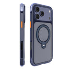 For iPhone 18 Pro Mutural ArtShield Series Magnetic Holder Phone Case(Navy Blue)