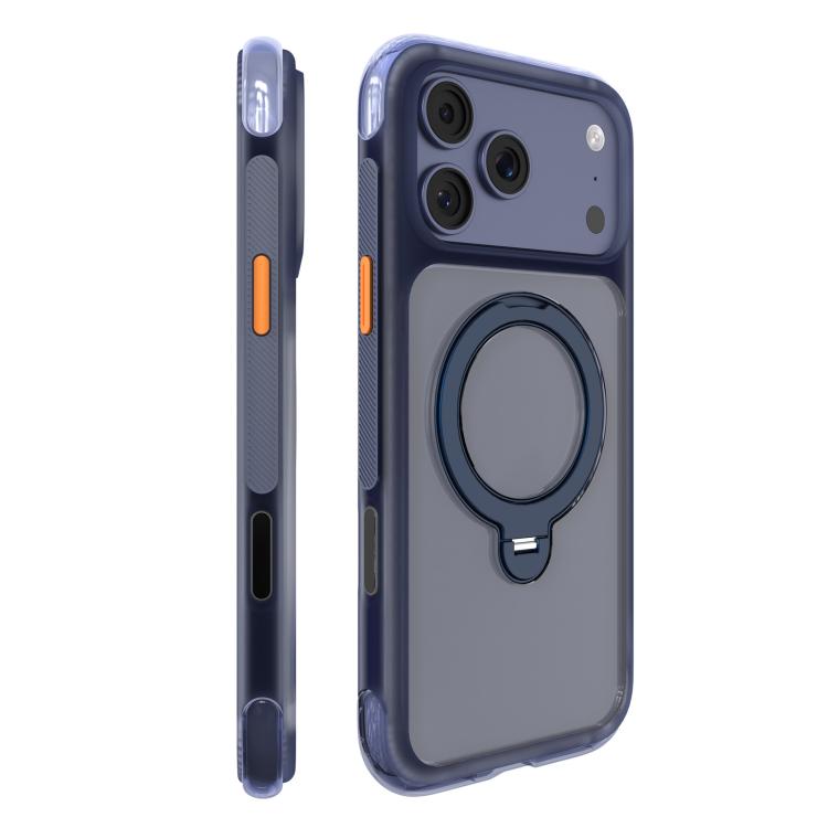 For iPhone 18 Pro Mutural ArtShield Series Magnetic Holder Phone Case(Navy Blue)