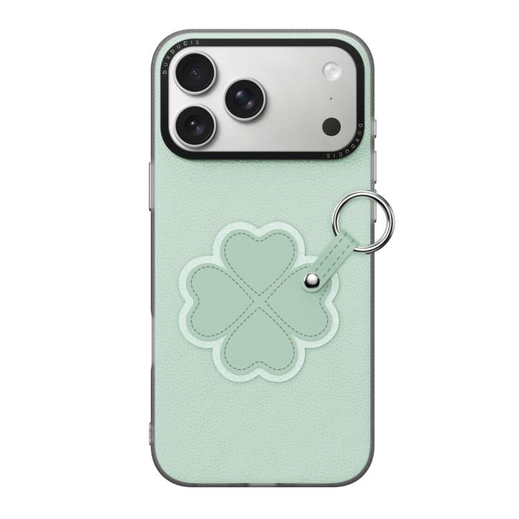 For iPhone 18 Pro / 17 Pro DUX DUCIS LUVY Series Ring Phone Case with Lanyard(Grass Green Clover)