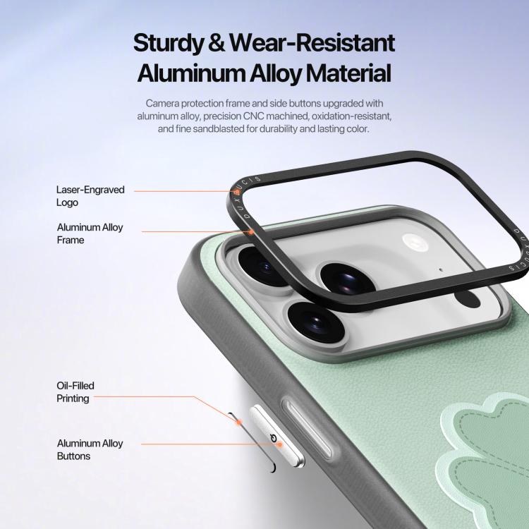 For iPhone 18 Pro / 17 Pro DUX DUCIS LUVY Series Ring Phone Case with Lanyard(Grass Green Clover)