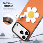 For iPhone 18 Pro / 17 Pro DUX DUCIS LUVY Series Ring Phone Case with Lanyard(Warm Orange Daisy)