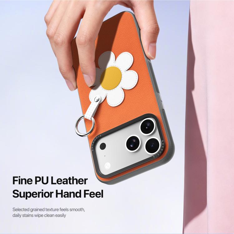 For iPhone 18 Pro / 17 Pro DUX DUCIS LUVY Series Ring Phone Case with Lanyard(Warm Orange Daisy)