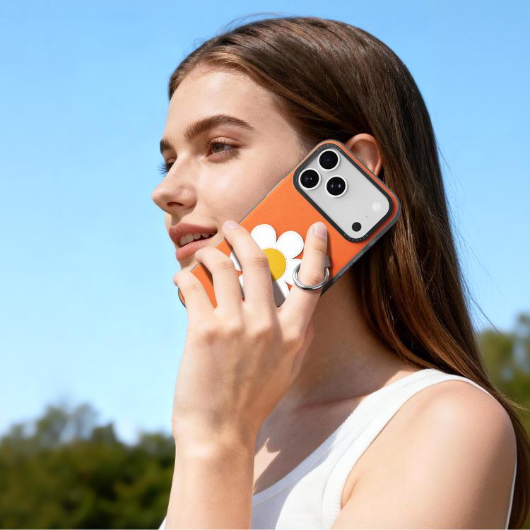For iPhone 18 Pro / 17 Pro DUX DUCIS LUVY Series Ring Phone Case with Lanyard(Warm Orange Daisy)