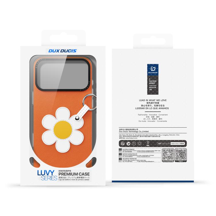 For iPhone 18 Pro / 17 Pro DUX DUCIS LUVY Series Ring Phone Case with Lanyard(Warm Orange Daisy)