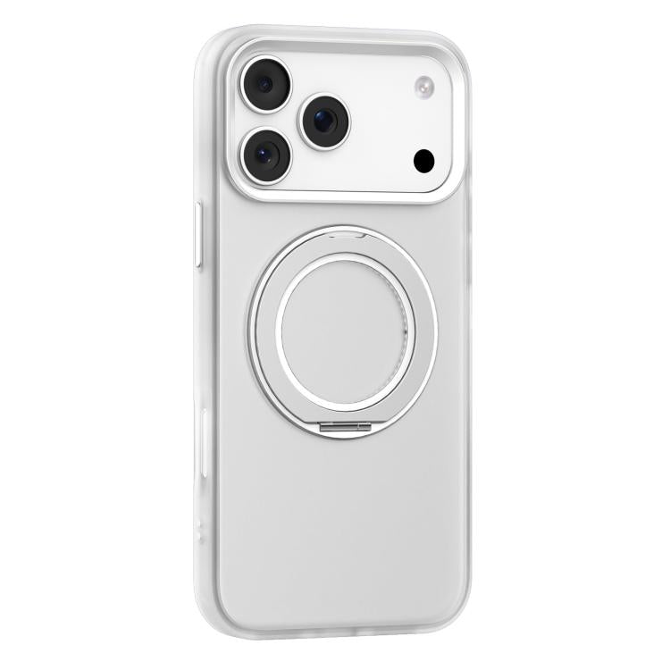 For iPhone 18 Pro Mutural Armor Series MagSafe Magnetic Holder Phone Case(Frosted White)