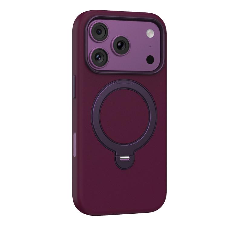 For iPhone 18 Pro / 17 Pro Mutural Cloud Matte Series Holder PU Phone Case(Dark Cherry)