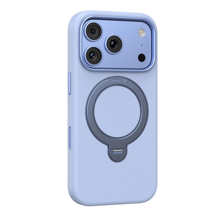 For iPhone 18 Pro / 17 Pro Mutural Cloud Matte Series Holder PU Phone Case(Light Blue)