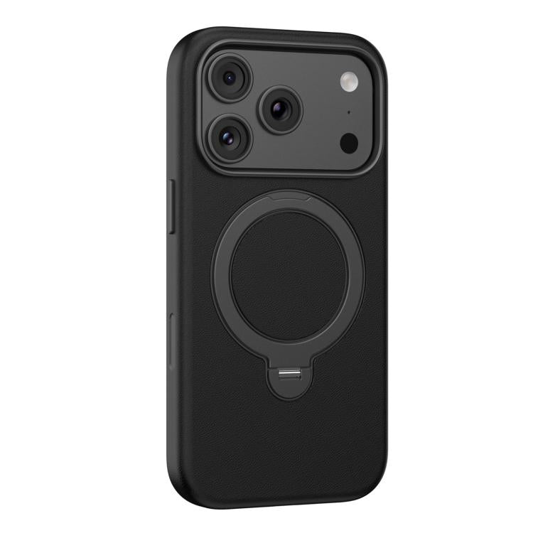 For iPhone 18 Pro / 17 Pro Mutural Cloud Matte Series Holder PU Phone Case(Black)