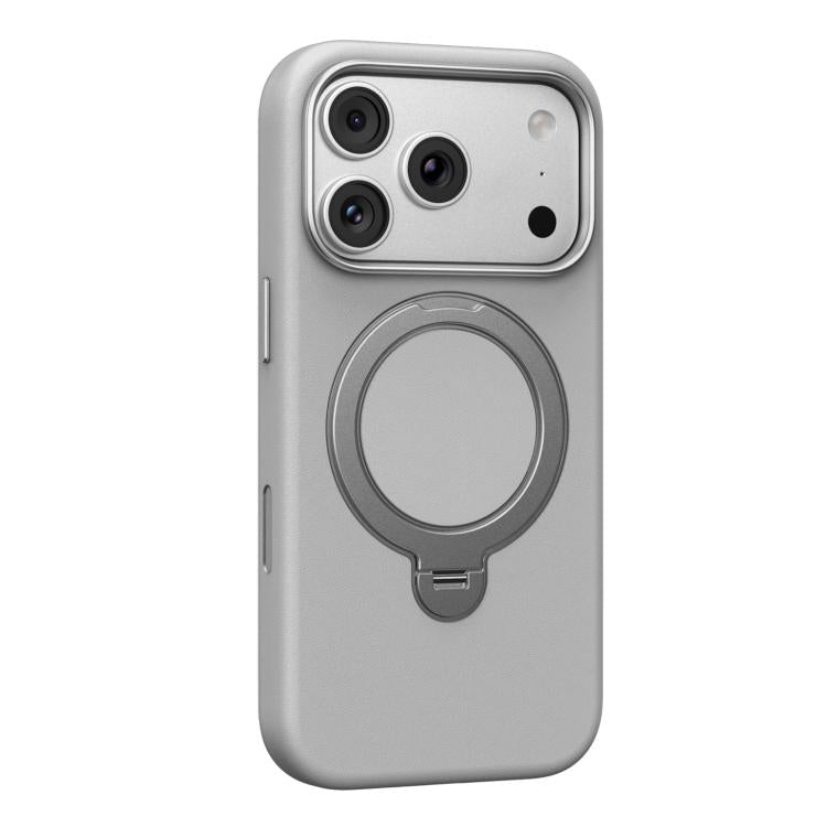 For iPhone 18 Pro / 17 Pro Mutural Cloud Matte Series Holder PU Phone Case(Grey)