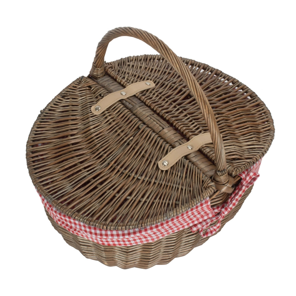 Antique Grey Oval Picnic Basket