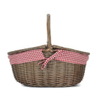 Antique Grey Oval Picnic Basket