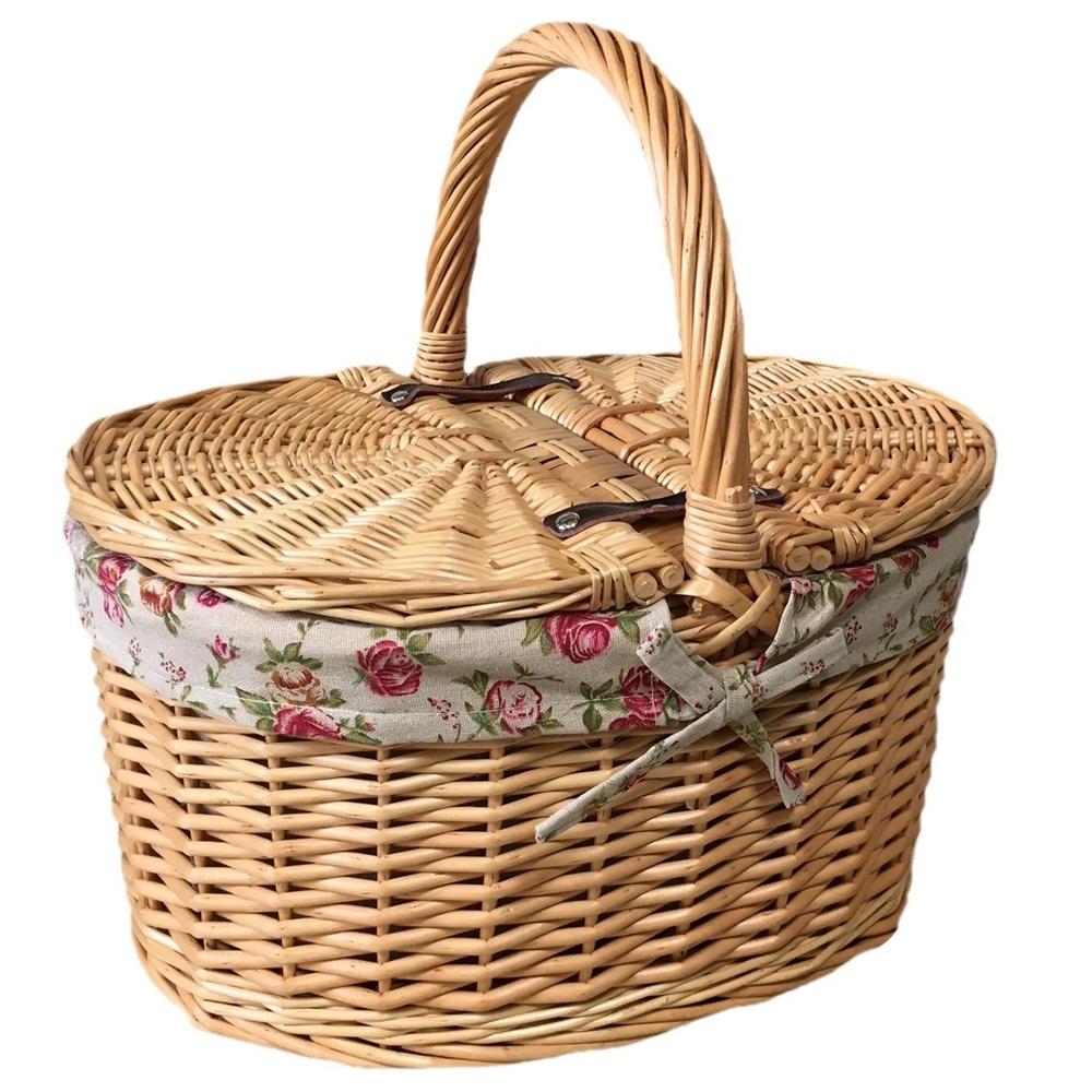 Red Hamper Buff Oval Butterfly Lidded Picnic Basket Main image