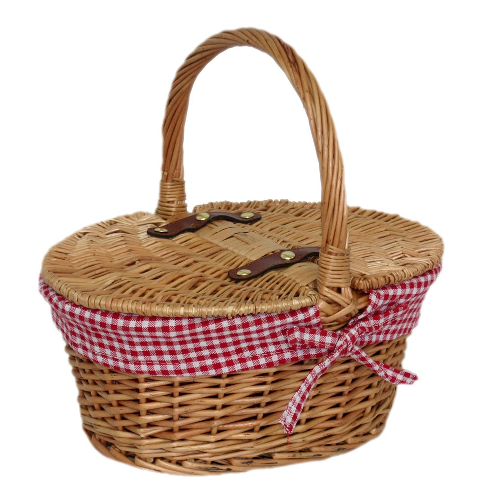 Red Hamper Child's Lined Oval Lidded Picnic Basket Main image
