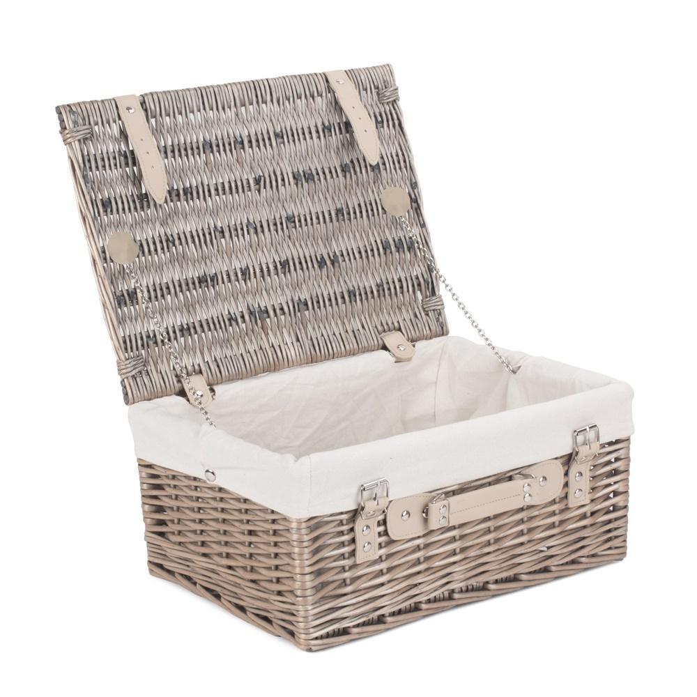 Red Hamper 41cm Antique Wash Wicker Picnic Basket with Cotton Lining