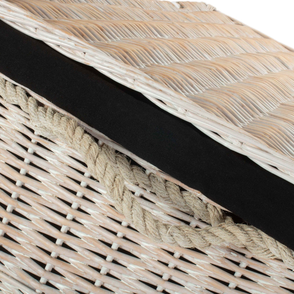 Large White Wash Finish Storage Wicker Basket