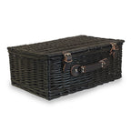 Red Hamper 46cm Empty Black Willow Picnic Basket With Cotton Lining