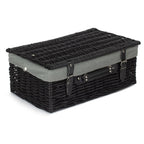 Red Hamper 46cm Empty Black Willow Picnic Basket With Cotton Lining