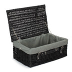 Red Hamper 46cm Empty Black Willow Picnic Basket With Cotton Lining