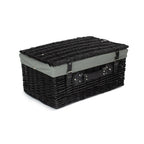 Red Hamper 51cm Empty Black Willow Picnic Basket With Cotton Lining
