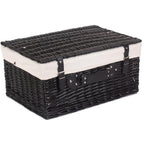 Red Hamper 51cm Empty Black Willow Picnic Basket With Cotton Lining