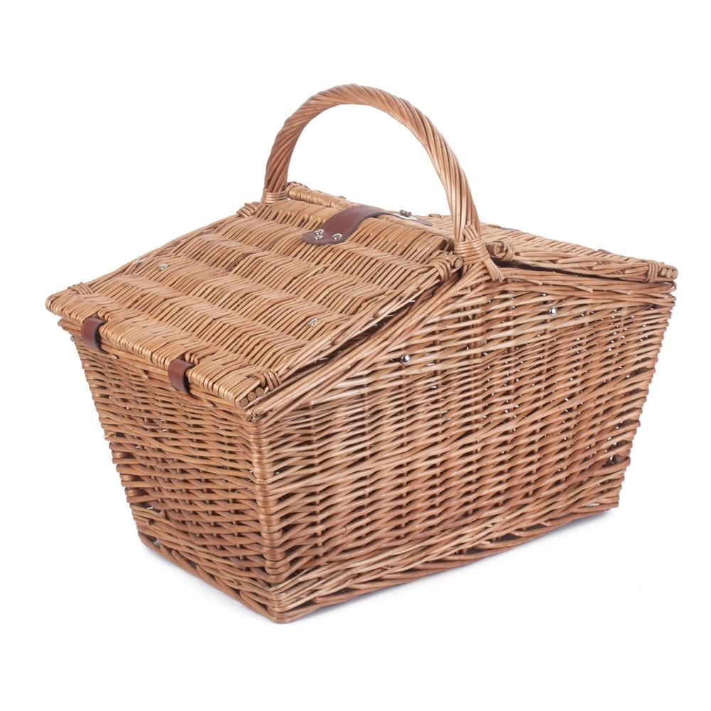 Large Sloped Sided Double Lidded Empty Wicker Basket Main image