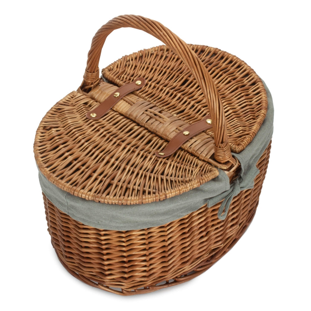 Red Hamper Large Light Steamed Oval Butterfly Lidded Picnic Basket