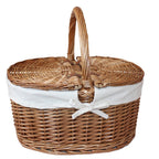 Red Hamper Large Light Steamed Oval Butterfly Lidded Picnic Basket