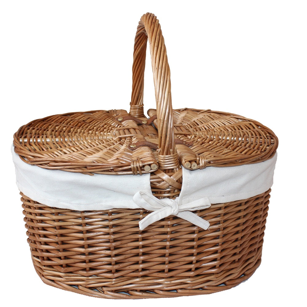 Red Hamper Large Light Steamed Oval Butterfly Lidded Picnic Basket