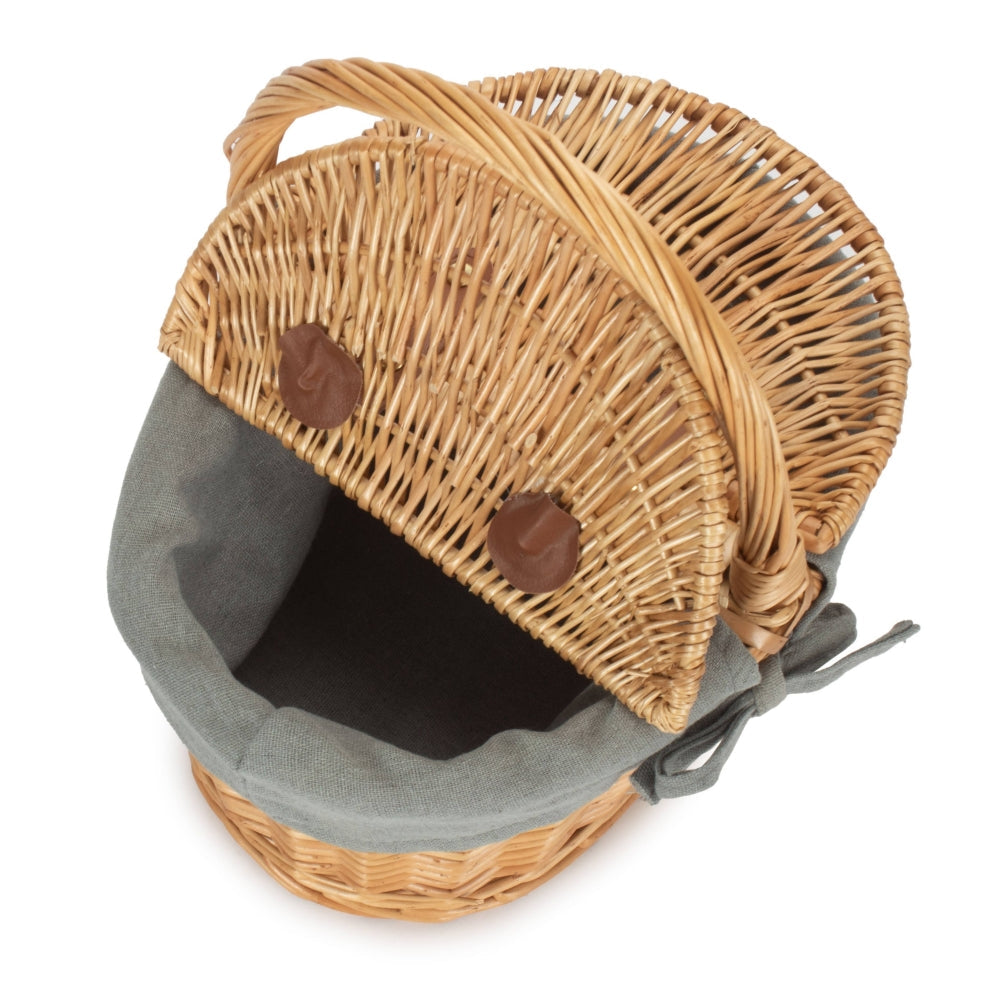 Red Hamper Child's Lined Oval Lidded Picnic Basket