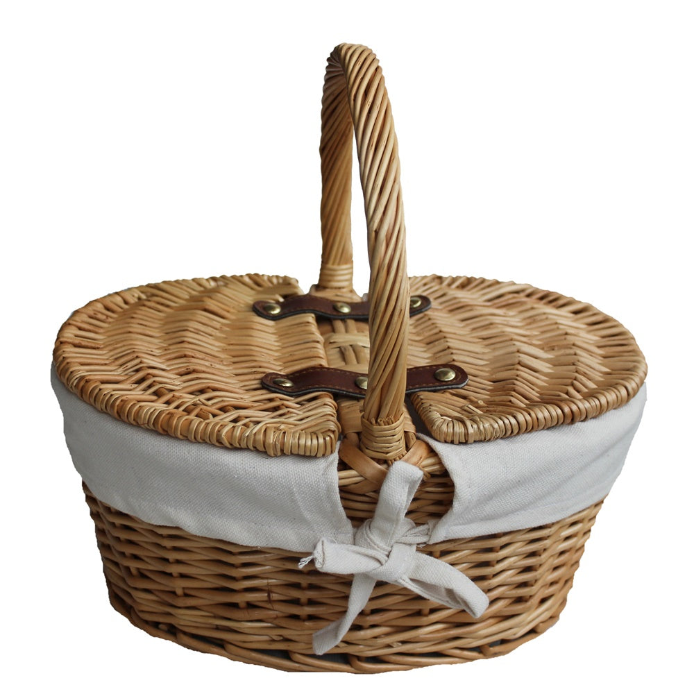 Child's Lined Oval Lidded Picnic Basket Secondary image