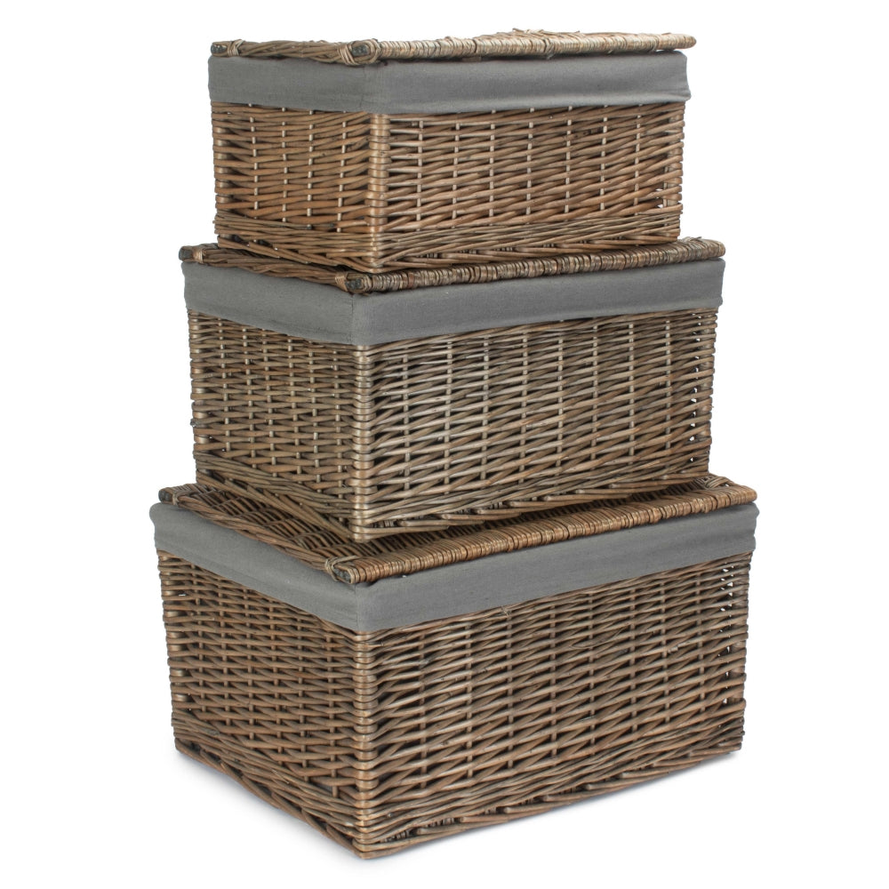 Red Hamper Antique Wash Cotton Lined Storage Basket Main image
