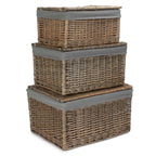 Red Hamper Antique Wash Cotton Lined Storage Basket