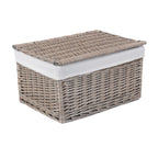Red Hamper Antique Wash Cotton Lined Wicker Storage Basket