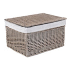 Red Hamper Antique Wash Cotton Lined Wicker Storage Basket