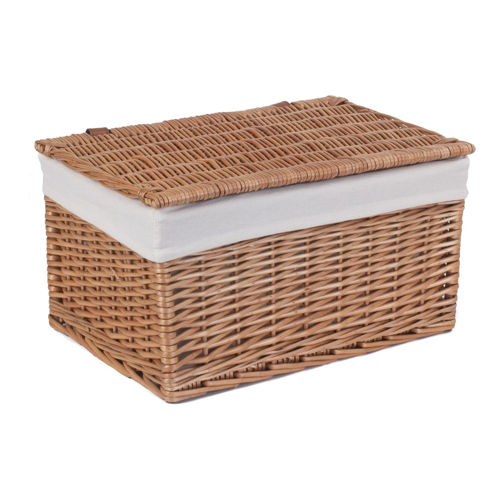 Red Hamper Light Steamed Cotton Lined Wicker Storage Basket