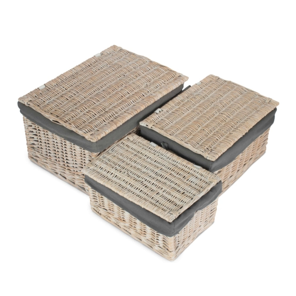 White Wash Steamed Cotton Lined Storage Basket Secondary image
