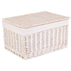 Red Hamper White Wash Steamed Cotton Lined Wicker Storage Basket