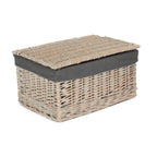 Red Hamper White Wash Steamed Cotton Lined Storage Basket