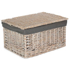 Red Hamper White Wash Steamed Cotton Lined Storage Basket