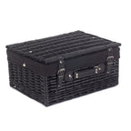 Red Hamper 41cm Empty Black Willow Picnic Basket With Cotton Lining