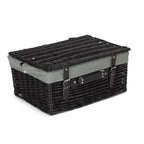 Red Hamper 41cm Empty Black Willow Picnic Basket With Cotton Lining