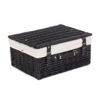 Red Hamper 41cm Empty Black Willow Picnic Basket With Cotton Lining