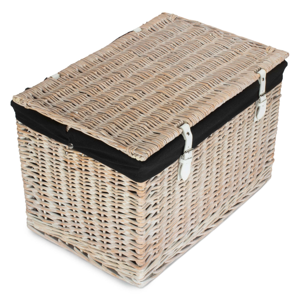 Red Hamper 60cm White Wash Chest Picnic Wicker Basket Main image